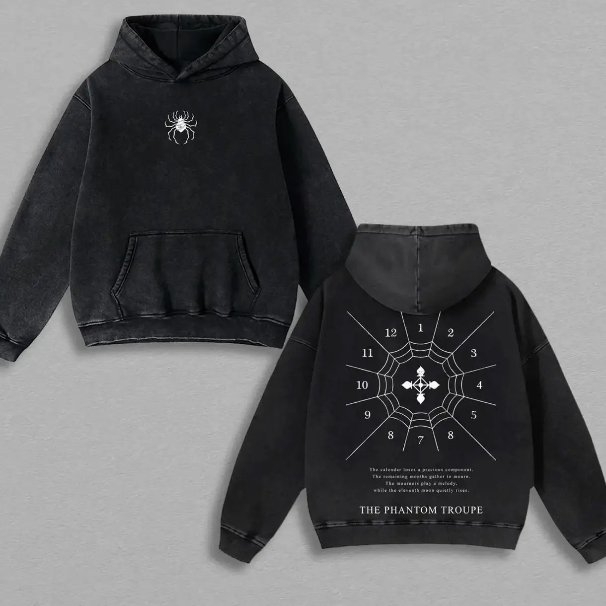 Limited Edition The Phantom Troupe - Hunter X Hunter Anime Double Printed Oversize Lightweight Acid Washed Hoodie, Gift For anime lover, Anime Merch BWU