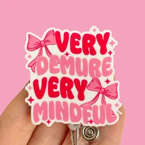 Glitter My Badge Funny Demure badge reel for nurse and hospital workers. Badge clip Badge pull - Retractable swivel clip with a 360 rotation. Great gift for coworker.