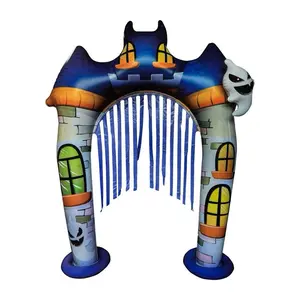 Halloween Inflatable Haunted House with Bat Design and Colorful Windows for Spooky Decorations