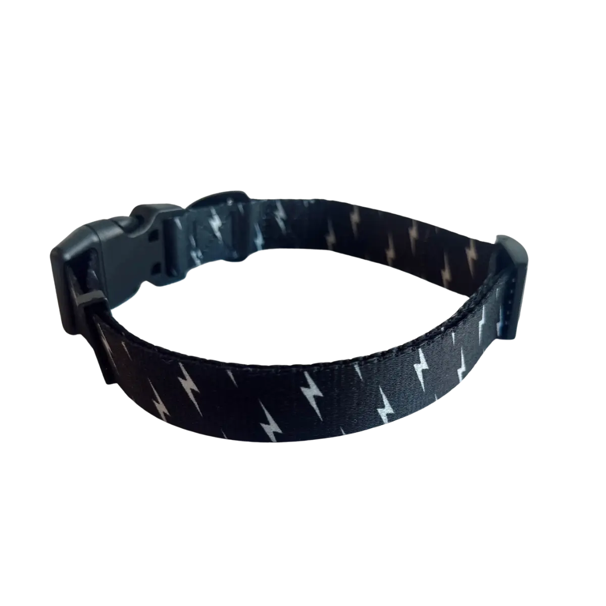 Local Beach Lightning Bolt Adjustable Dog Collar Black