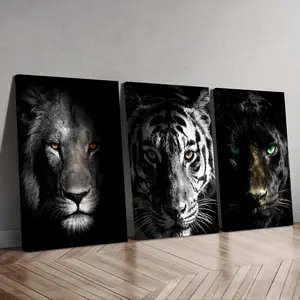 Majestic Black Panther Face Canvas Wall Art, 2D HD Print Wildlife Poster, Framed/Unframed Wall Decor for Home, Big Cat Artwork, Great Home Decoration Gift for Animal Lovers