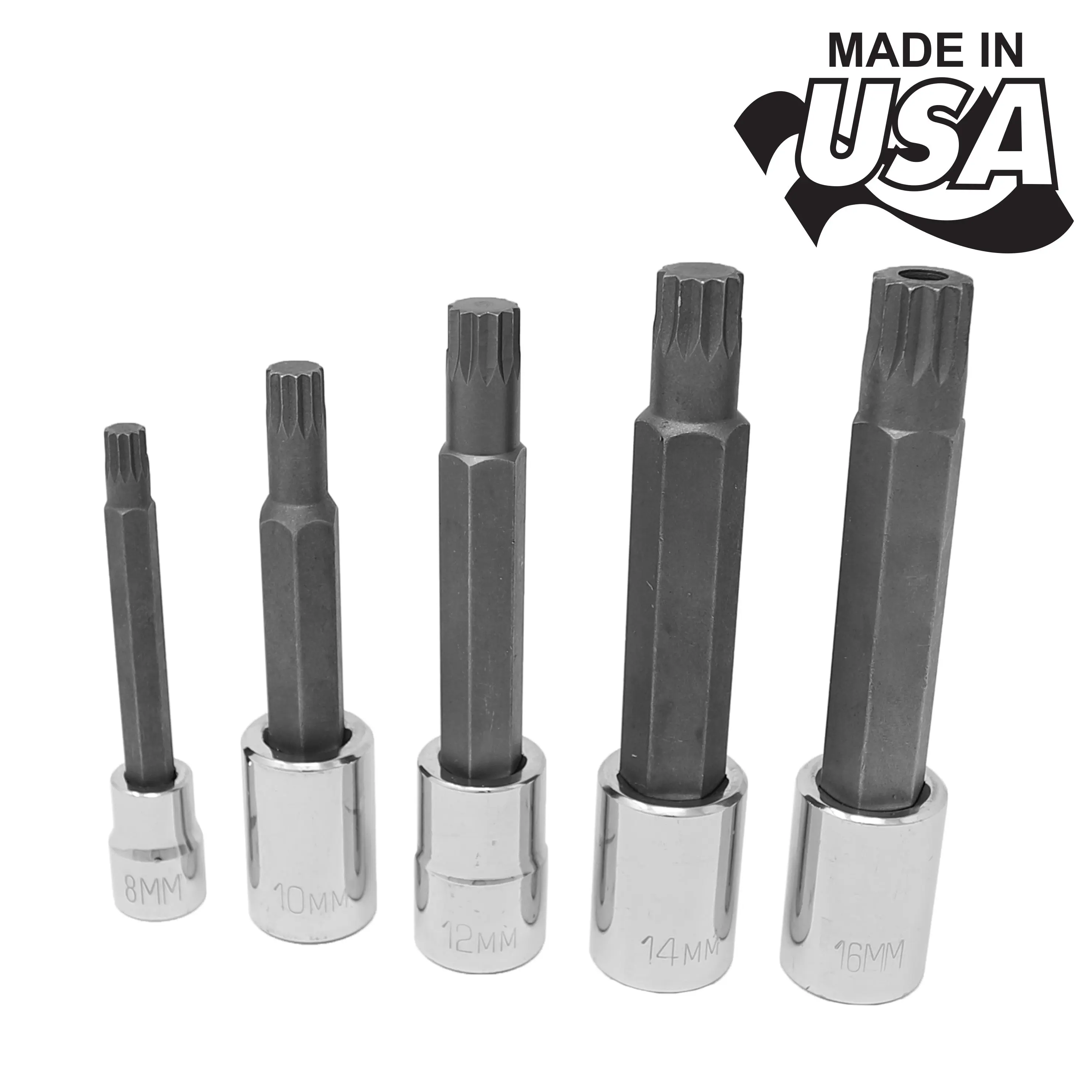 9350 - 5 Pc. XZN Long Bit Socket Set, 8, 10, 12, 14 & 16mm