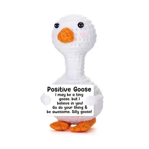 Positive Goose Handmade Crochet Plush | Inspirational "I Believe In You" Soft Cuddly Gift | Cute & Motivational Desk Buddy | Unique Encouragement Present for Friends, Students, Coworkers | Cuddly Stuffed Animal