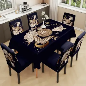 2/5/7PCS restaurant chair cover, Chair Covers Set, butterfly retro printed chair protective cover, elastic polyester fiber sliding cover, dirt resistant, sewn closed, detachable cleaning, suitable for home, office