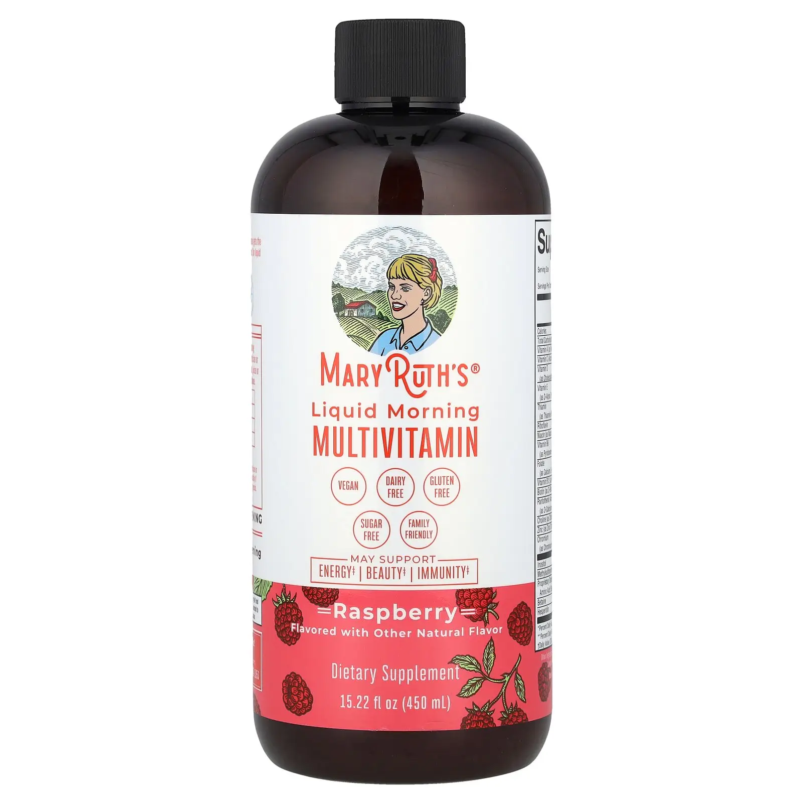 MaryRuth's Liquid Morning Multivitamin, Raspberry, 15.22 fl oz (450 ml)