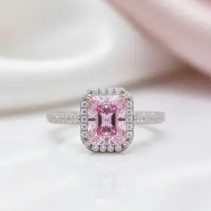 3.0ct Pink Radiant Cut Diamond Option Halo Engagement Ring