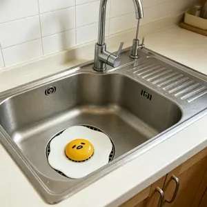 Fun Fried Egg Silicone Drain Cover for Kitchen & Bathroom.Adorable Fried Egg Design Drain Stopper, Perfect Gift for Kids.Cute Egg Shaped Reusable Drain Cover, Creative Home Decor Hair Catcher for Bathroom & Balcony, Easy to Clean Anti-Clog Drain Stopper o