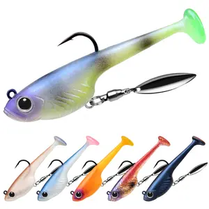 TRUSCEND Pre-Rigged Tadpole Soft Fishing Lures Set with Under Spinner Ultra-Sharp Hooks 3D Lifelike Eyes for Bass Trout Walleye Crappie Fishing Equipment - Fishinglure tiktokshopspringglowup,summervibes