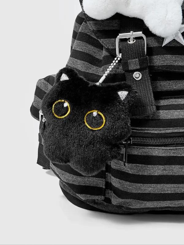 Punk Style Cat Paw Print Bone Star Colorblock Striped Multi Pocket Backpack Fashion Casual Unisex Large Capacity Bag Water Resistant Durable For Commuting School Travel Trendy Backpack