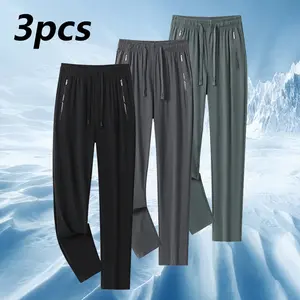 3-pack women’s fashion casual long pants made from premium ice silk fabric—breathable and not stifling hot—with nylon and spandex; available in multiple colors, suitable for outdoor activities.