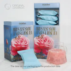 BOGO 2.0 Sparrow‘s Nest Snow Fungus Rose Tea 2 Cartons (1 Carton 15g×6pack)x2 Caffeine Free 65% Snow Fungus Rose Goji Edible Bird's Nest Peach