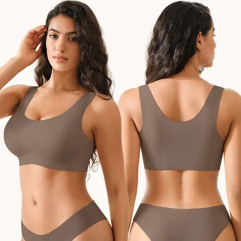 Deangelmon Women's Lightweight Full Coverage Bras for Women - Seamless, Wireless, No Underwire, Pullover, Adaptive Fit, Breathable Everyday Bra for Lounge & Sleep, Moves With You for Easy Lounge-to-Bed