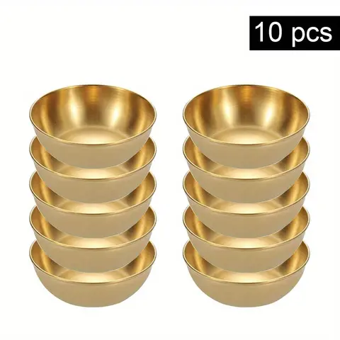 Stainless Steel Sauce Bowl, 10pcs/set Round Seasoning Bowl, Dipping Bowl, Serving Bowl, Tableware for Home Kitchen Dining Room, Camp Kitchen Essential
