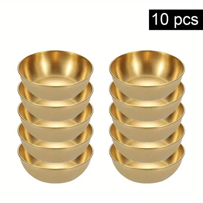 Stainless Steel Sauce Bowl, 10pcs/set Round Seasoning Bowl, Dipping Bowl, Serving Bowl, Tableware for Home Kitchen Dining Room, Camp Kitchen Essential