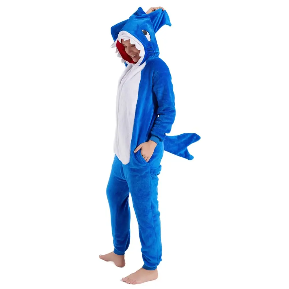 UVIPC Adult Onesie Cartoon Shark Grey Blue Pink Unicorn Helloween Christmas Party Cosplay Onesies Costume Sleepwear