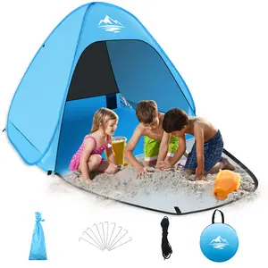 Pop Up Portable Beach Tent Sun Shelter, UPF 50+ UV Protection Waterproof Family Tent for 2-4 people, Instant Setup Outdoor Shade Canopy for Beach, Camping, Fishing, Backyard Picnic-camping essentials,Lightweight with Carry Bag