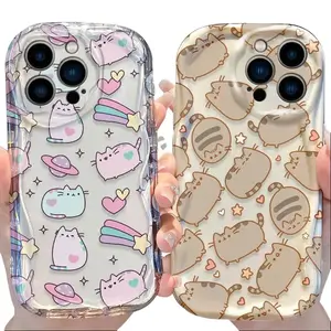 Pusheen Wave Case for iPhone 17 16 E 15 Pro Max 14 13 12 Mini 11 Pro Max XS X 8 7 Plus Soft Liquid Silicone Shockproof Covers Funda with Adorable Cat Design