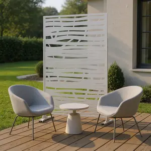 HomeRoots 562887 72 x 47 x 4.92 in. White Steel 3 Panel Screen Room Divider