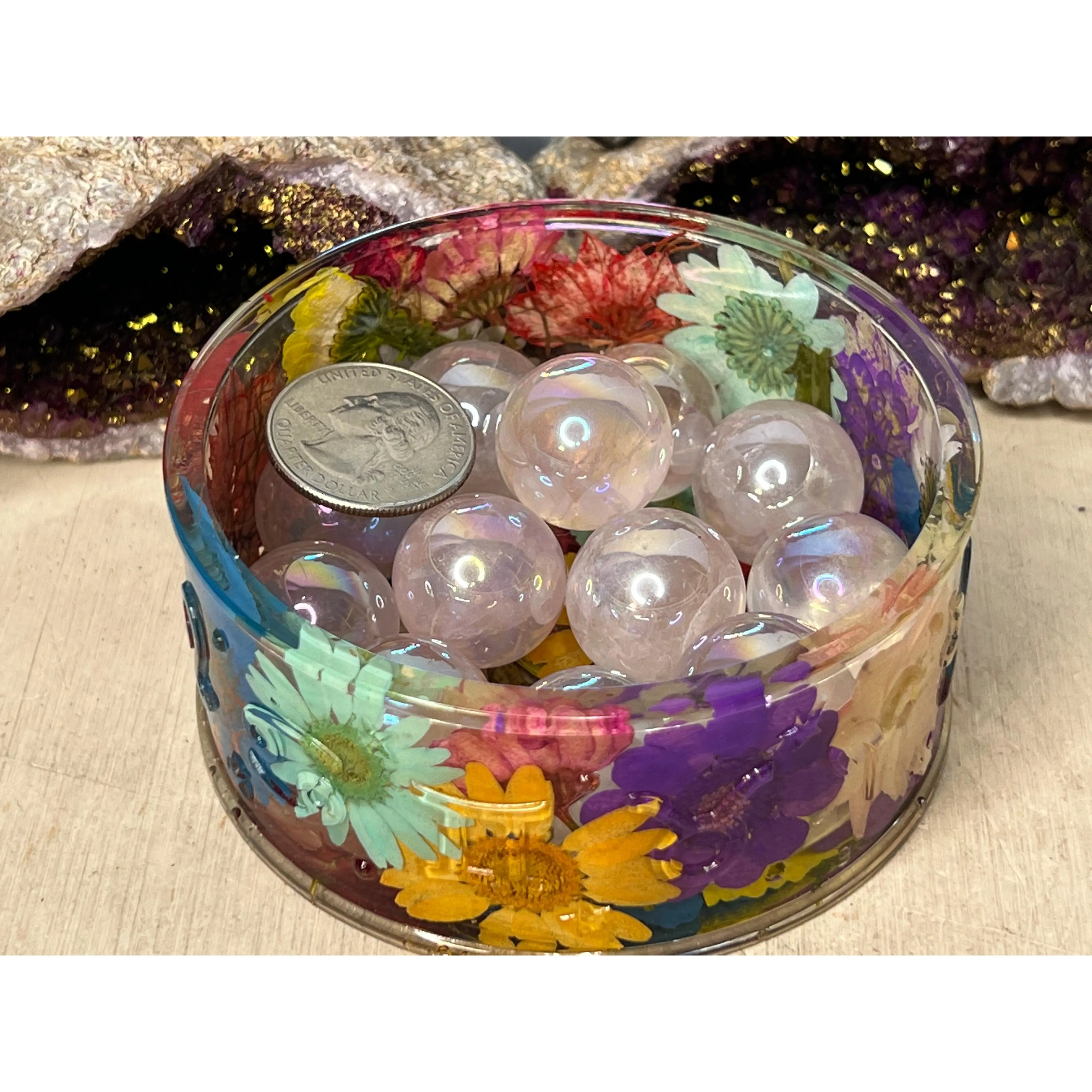 Aura Rose Quartz Marbles