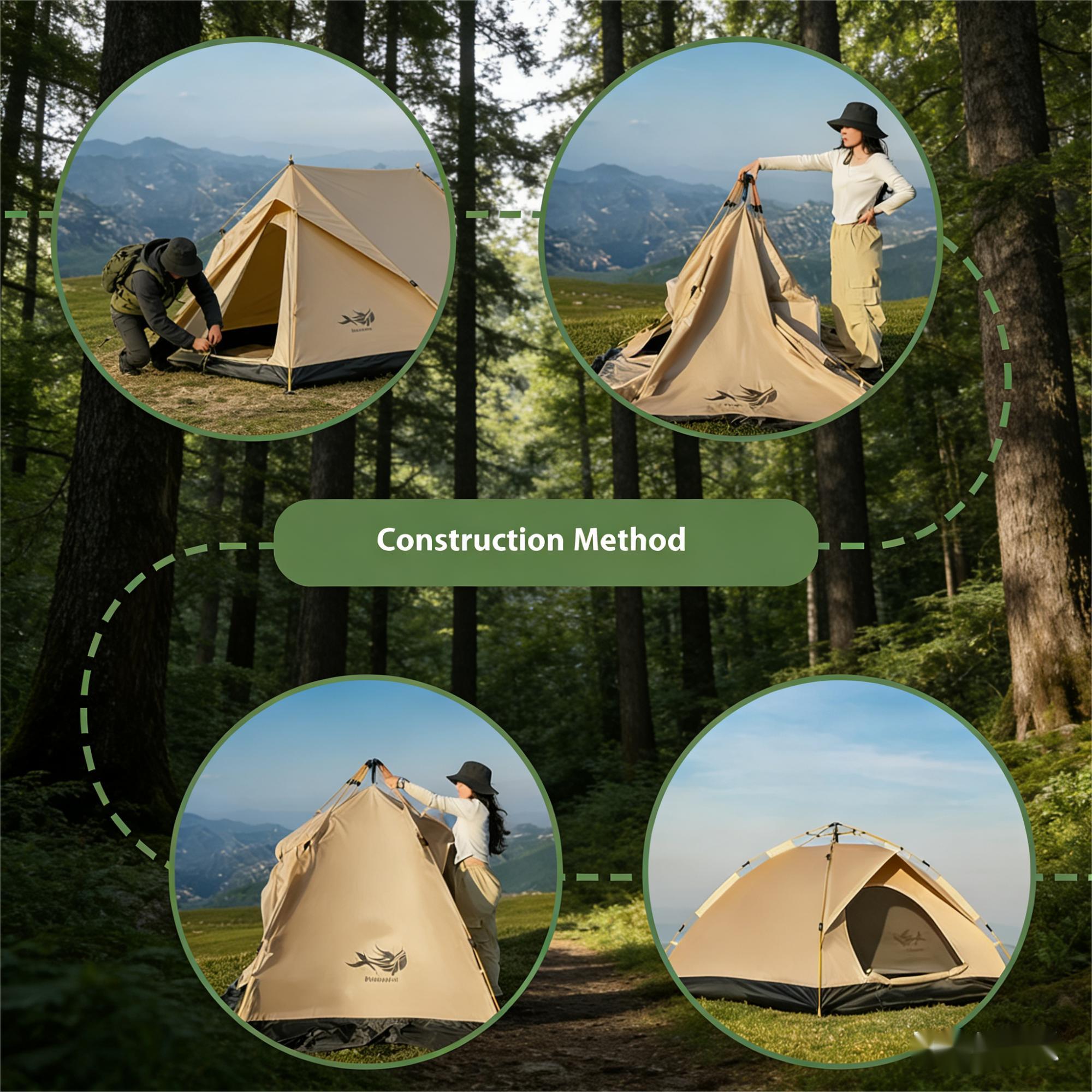 PAKICETUS 3-4 Person Automatic Camping Tent, Easy Setup Instant Tent, Ultra-Large Space Waterproof Tent for Outdoor Camping, Hiking, Backpacking, Family Trips