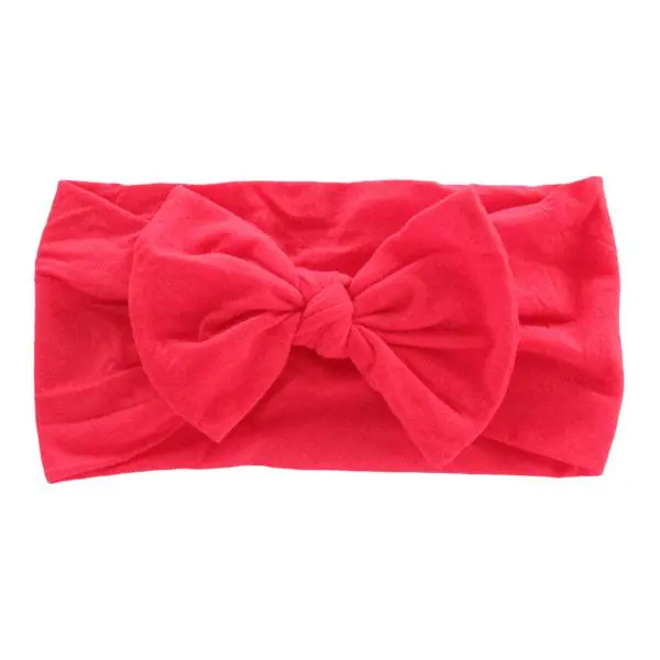 Red Nylon Bow Headwrap For Babies, Toddlers & Adults -Cute Stretchy Headband - Summer Fashionable Hair Accessory For Party ,Outdoor & Casual Wear - Girls Fashion