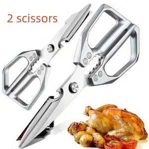 Kitchen Scissors All Purpose -FallFreshness- Stainless Steel Kitchen Shears, Sharp Silver Meat Scissors, Dishwasher Safe, Poultry Shears, Japanese Cooking Scissors for Food, Chicken Bones, and Turkey, Christmas Gift!