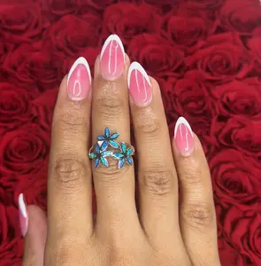 Sterling Silver Triple Plumeria Opal Ring