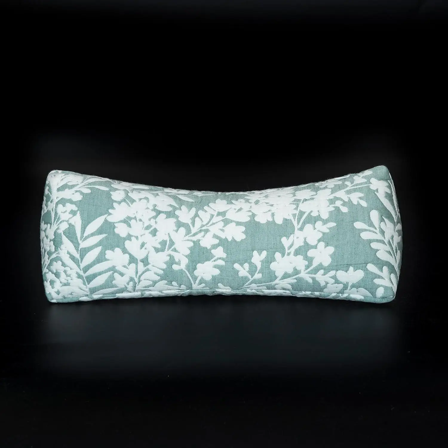Buckwheat Hull Cylinder Roll Pillow, Adjustable Solid Green Neck Pain Relief Support, for Back Sleepers, 6x15 in