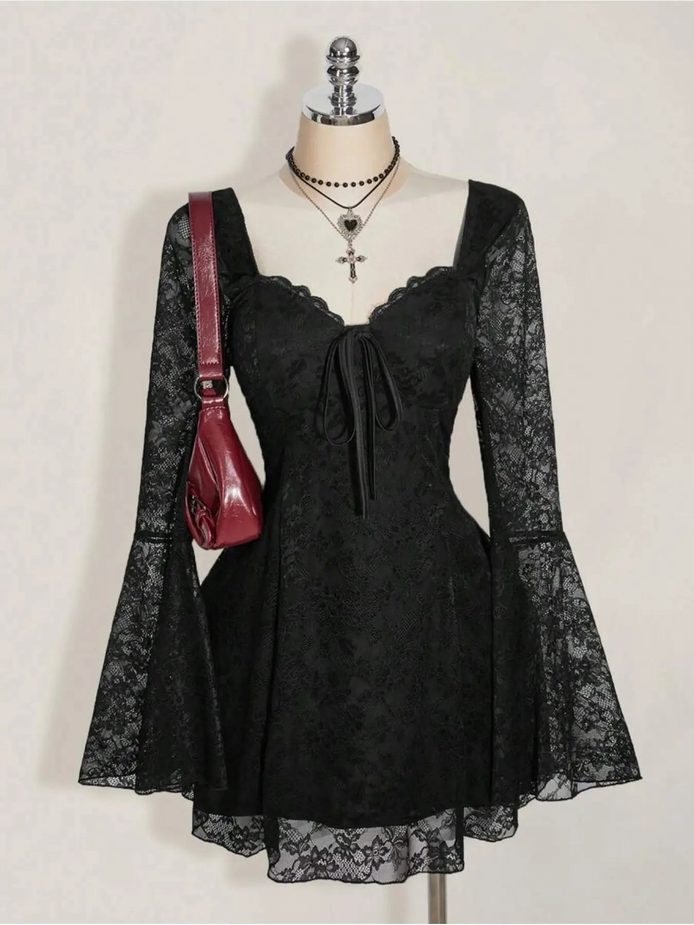 Women's Lace Long Sleeve Sweetheart Neck Slim Fit Dress, Y2K Punk Festival Elegant Style, Summer & Early Fall Fashion, Tight-Fitting Bodycon Dress - TikTok Shop Women's Lace Long Sleeve Sweetheart Neck Slim Fit Dress, Y2K Punk Festival Elegant Style, Summer & Early Fall Fashion, Tight-Fitting Bodycon Dress - TikTok Shop