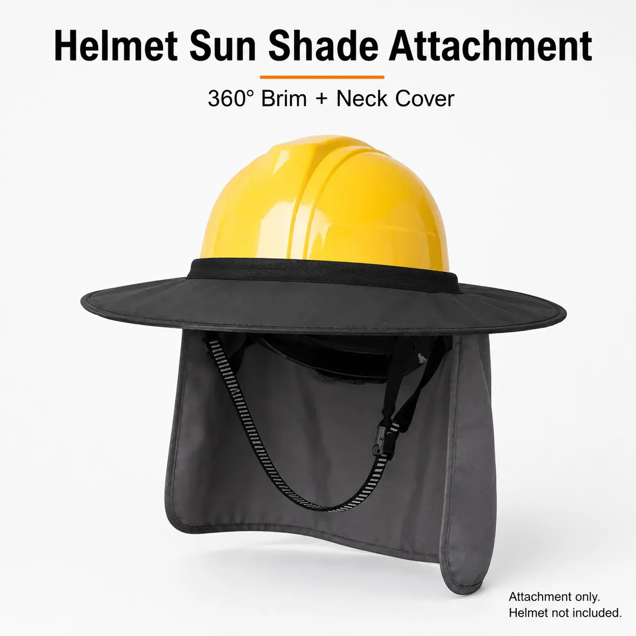 BARHAR 41cm Clip-On Hard Hat Sun Shade with Neck Cover, Hook-and-Loop Fit, Lightweight Water-Resistant Construction Gear Accessory for Outdoor Work & Sun Protection