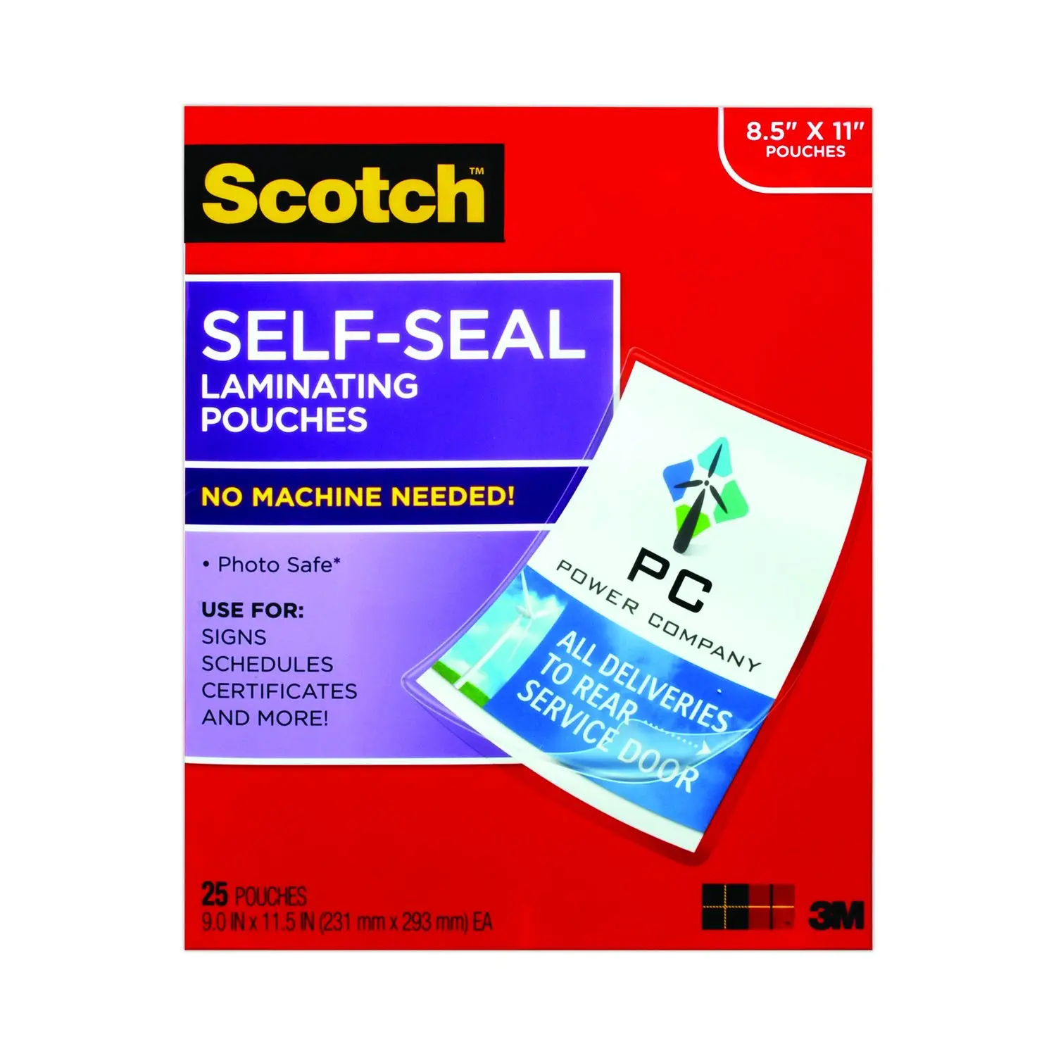 3M Scotch Self-Seal Laminating Pouches 8.5in x 11in LS85425G