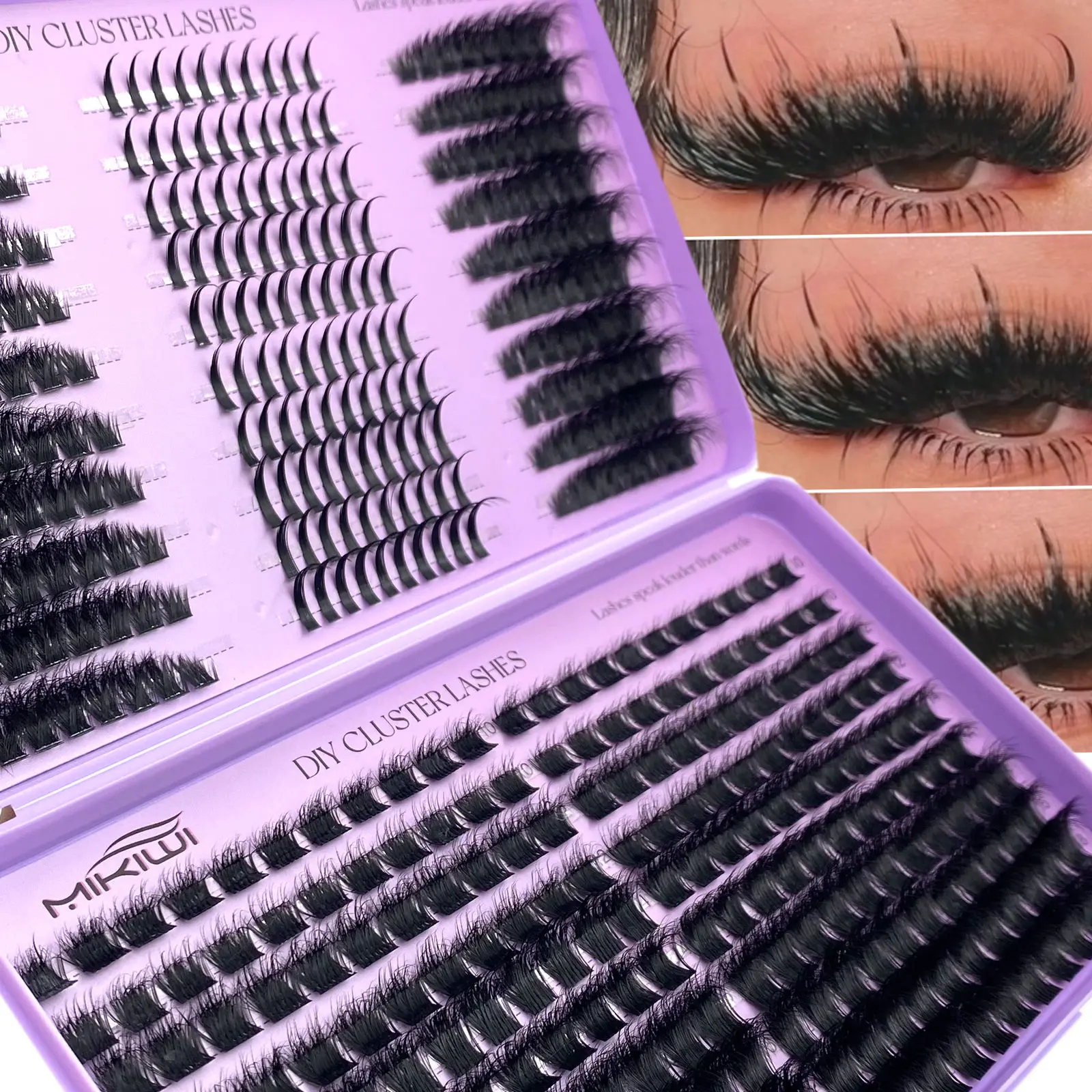 Mikiwi Large Capacity Thick Spiky Eyelash Book 8D Fluffy Soft Comfortable DIY Eyelash Clusters Russian Lash Extensions Lash Individuals 3D Volume Eyelash Clusters DD-Curly Lash Clusters 10-18MM ,4 Styles Lash Clusters Spike Lashes Individual Lash Clusters