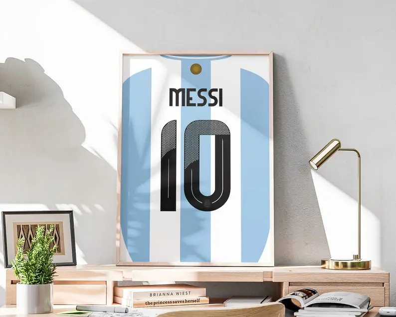 Lionel Messi 2024 Jersey Poster, Printable Soccer Jersey, Argentina National Team, Football GOAT Print, Soccer Wall Decoration