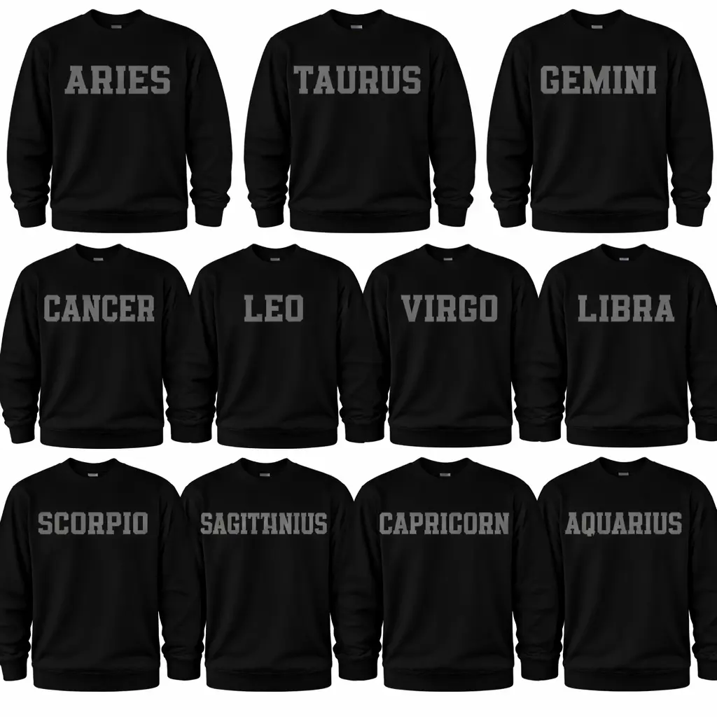 Zodiac Puff Print Astrology Sweatshirt Crewneck Apparel