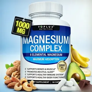 Premium Magnesium Complex 1000mg - 8 Bioavailable Forms (Glycinate, Citrate, Malate, Taurate) for Easy Absorption, Healthy Body Function, 90 Capsules