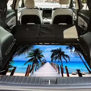 1pc, Tropical Coconut Palm Beach Car Trunk Mat 39.37x29.53inch, Durable Tailgate Liner - New Car Accessory Auto Accessories