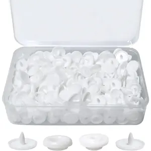 100 Sets White T5 Plastic Snaps Round  Snaps Buttons for Clothing Diapers Crafting DIY Crafts