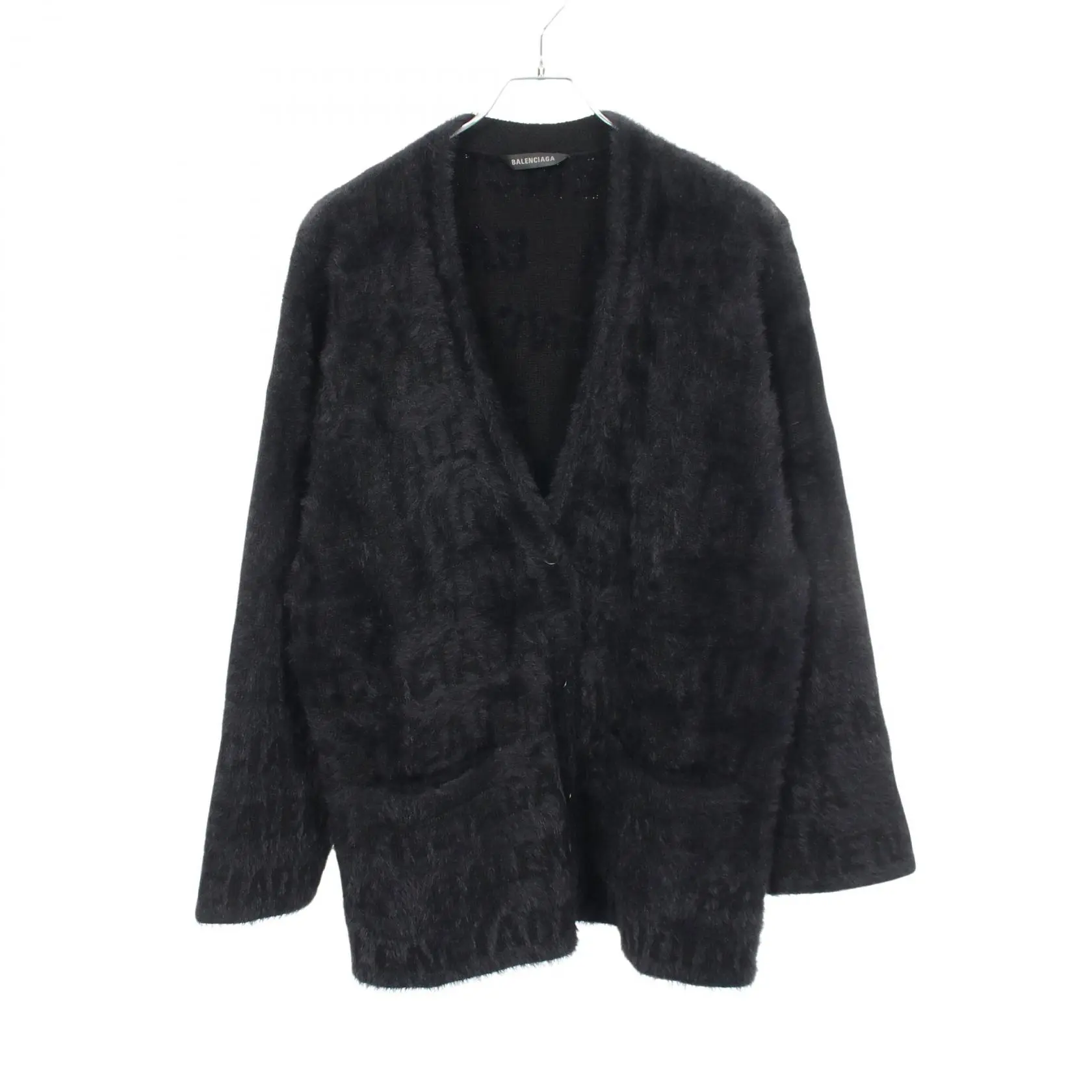 Pre-owned Balenciaga Wool Small Leather Goods Ribbed Nylon Cardigan