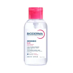 Bioderma Sensibio H2O Pump - 16.9oz Makeup Remover Cleanser for Sensitive Skin - Cucumber Extract - Alcohol-Free - Hypoallergenic & Non-Comedogenic