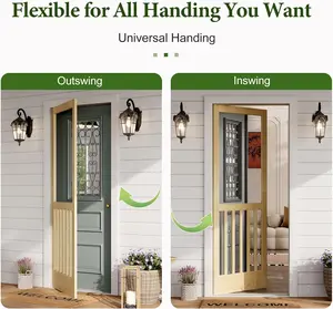 32x80 Inch Unfinished Solid Pine Wood Screen Door, 5-Bar Design with Durable Fiberglass Mesh, for Exterior Front Porch, Patio & Farmhouse