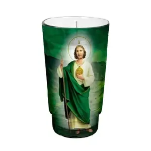 San Judas Tadeo White Candle lrg cup - Case - 12 Units