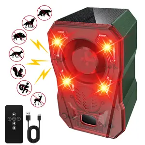 YoungSa Solar-Powered Animal Repeller,Motion Sensor,130dB Loud Siren & Strobe Light,IP65 Weatherproof with 10 Alarm Sounds & Voice Recording,USB Rechargeable for Farm and Orchard,Effectively Repels Squirrels, Birds, Deer, Cats, Skunks, and Dogs