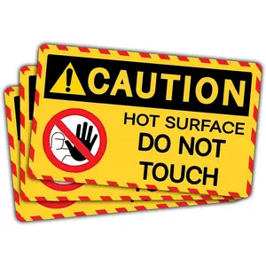 COMBO 3 PCS Caution Hot Surface Do Not Touch Sticker, Caution Hot Surface Stickers, Waterproof Sticker For Water Bottle, Truck, Car, Helmet