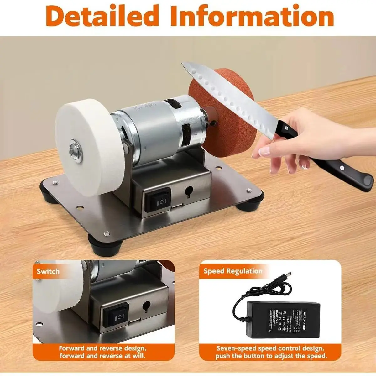Mini Bench Grinder, Electric Benchtop Sander, Electric Multi-Purpose Grinding Machine, Polishing Grinding Machine Small Grinder for Woodworking Knife Making(6.3 * 3.9 * 3.9in)