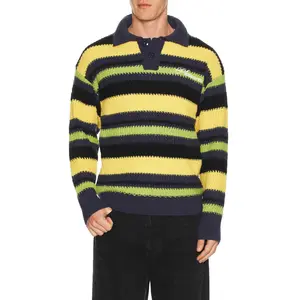 Pleasures Cooper Polo Sweater in Yellow
