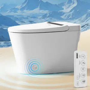 LUOWARE Smart Toilet with Bidet Built in, Luxury One Piece Elongated Bidet Toilet, Auto Open/Close/Flush, Foot Sensor Operation, Built-in Tank & Booster Pump, Heated Seat, Massage Wash, Night Light