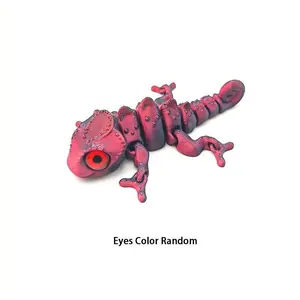 Colorful Chameleon Model, Jointed Animal Figurine, Handmade Craft Toy, Kids' Gift, D-Printed Small Changeable Dragon