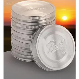 Stainless Steel Mason Jar Lids, Wide Mouth 6-Pack, Silver One-Piece Design, Reusable Leak-Proof Canning Lids, Rust-Free Durable Replacement Caps
