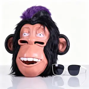 Cool & Funny Monkey Mask with Sunglasses, Novelty Latex Mask for Adults Halloween Costume