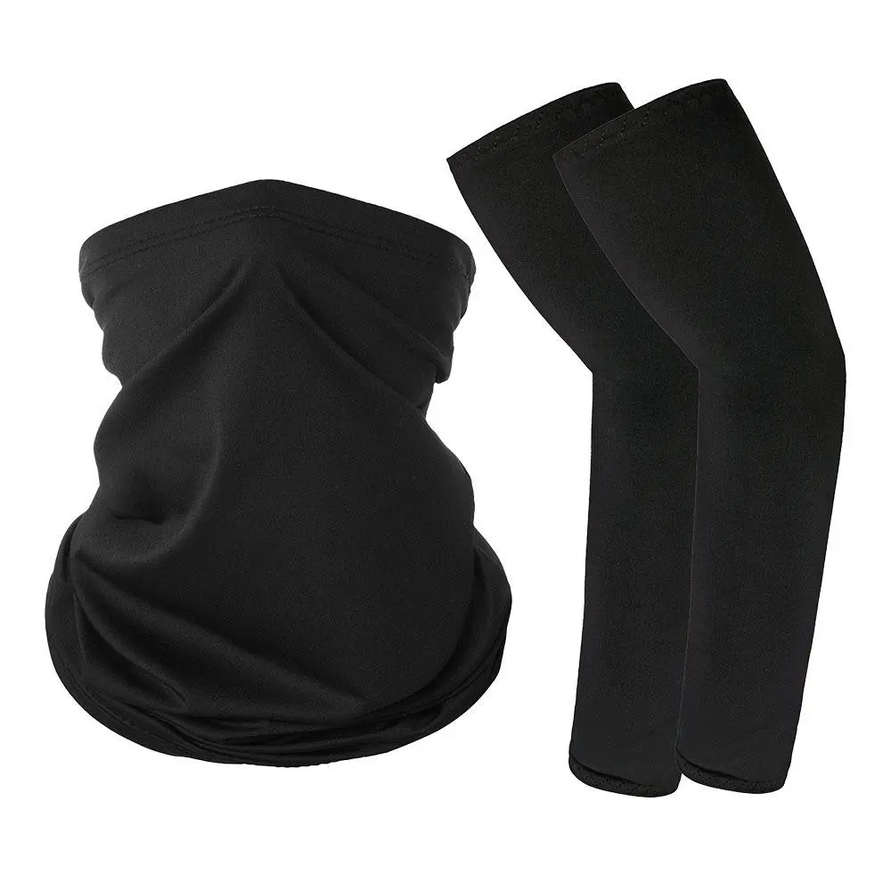 Summer Cool UV Protection Arm Sleeves & Neck Gaiter Set (3-Piece) – UPF 50+ Breathable Ice Silk Sleeve Protectors & Face Cover for Men Women, Moisture-Wicking Sunscreen Accessories for Outdoor Sports, Running, Cycling, Fishing, and Gardening